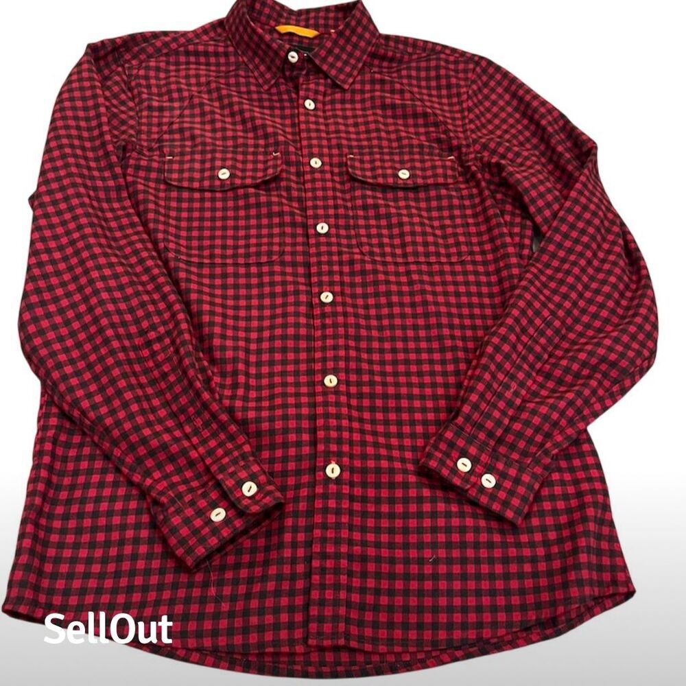 Orvis Men's Red Buffalo Plaid Long Sleeve Button-Up Shirt Size M‎